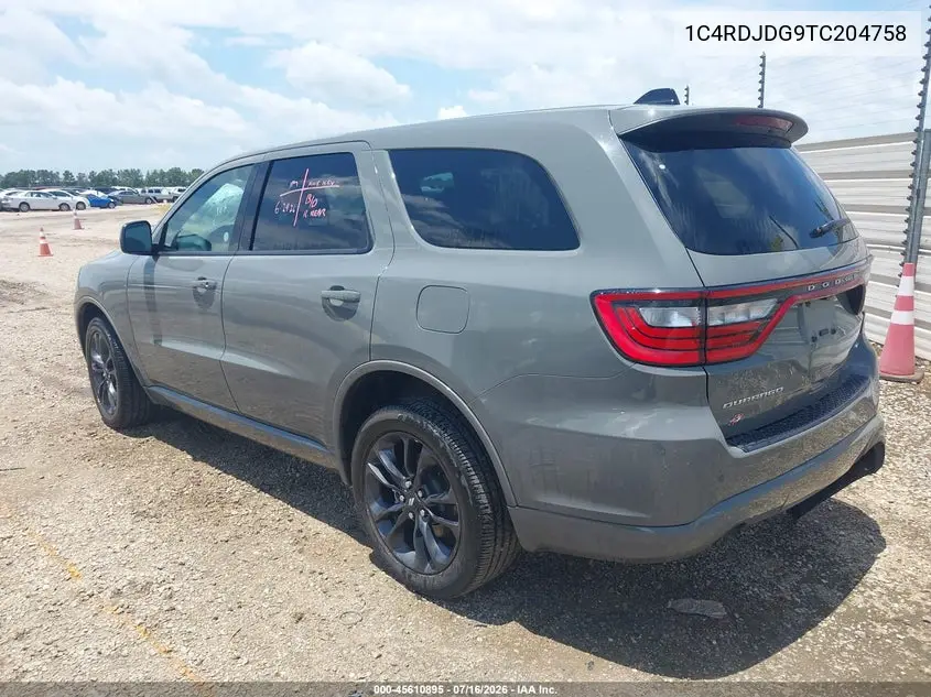 2026 Dodge Durango Gt Awd VIN: 1C4RDJDG9TC204758 Lot: 45610895