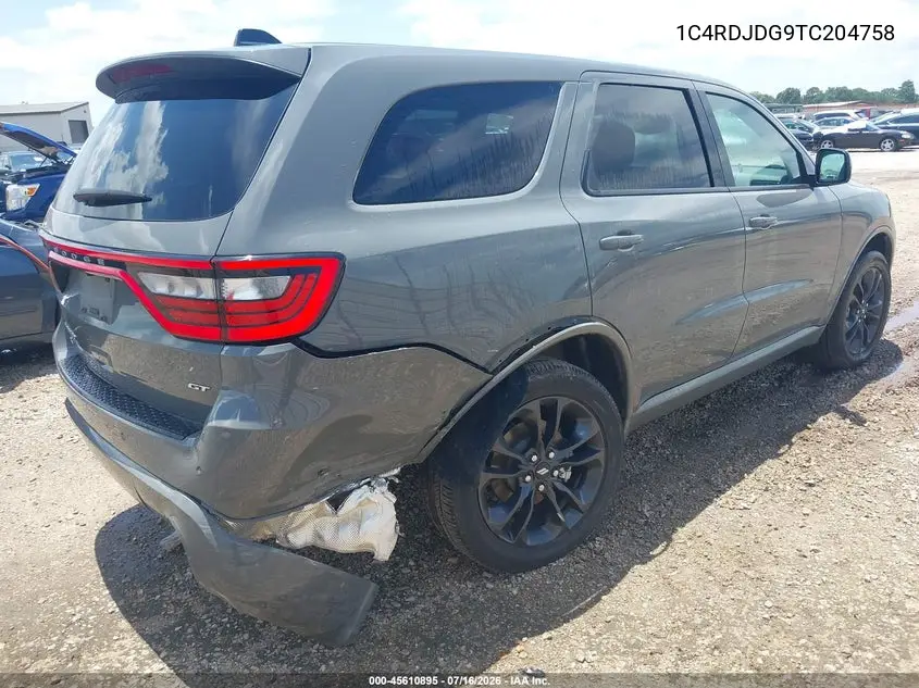 2026 Dodge Durango Gt Awd VIN: 1C4RDJDG9TC204758 Lot: 45610895