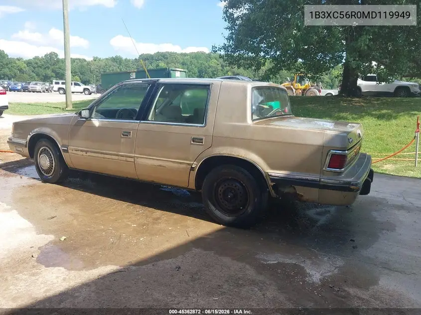 1991 Dodge Dynasty Le VIN: 1B3XC56R0MD119949 Lot: 45362872