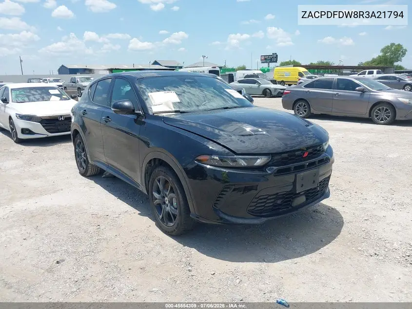 2024 Dodge Hornet R/T Plus Eawd VIN: ZACPDFDW8R3A21794 Lot: 45554309
