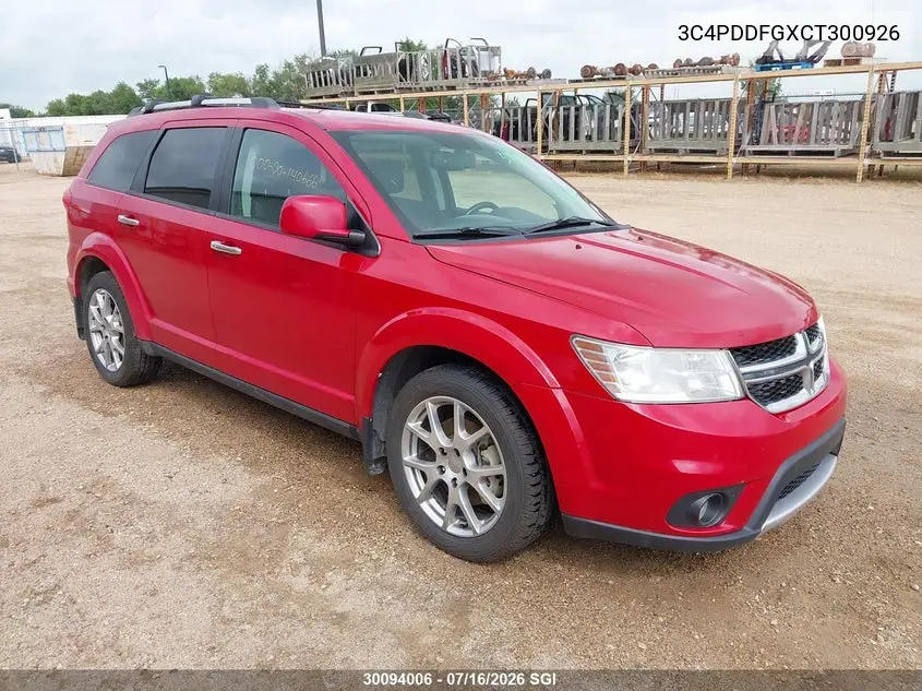 2012 Dodge Journey R/T VIN: 3C4PDDFGXCT300926 Lot: 30094006