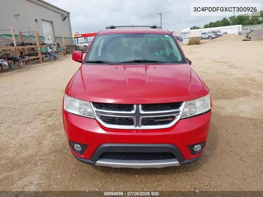 2012 Dodge Journey R/T VIN: 3C4PDDFGXCT300926 Lot: 30094006