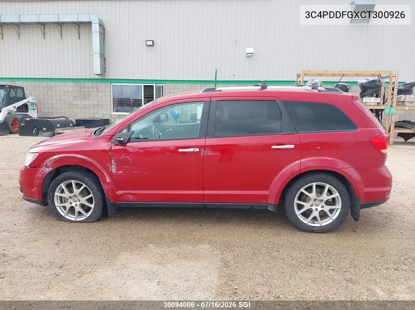 2012 Dodge Journey R/T VIN: 3C4PDDFGXCT300926 Lot: 30094006
