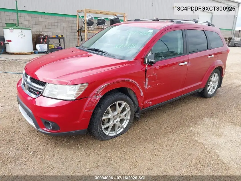 2012 Dodge Journey R/T VIN: 3C4PDDFGXCT300926 Lot: 30094006