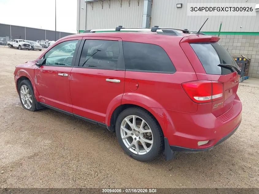 2012 Dodge Journey R/T VIN: 3C4PDDFGXCT300926 Lot: 30094006