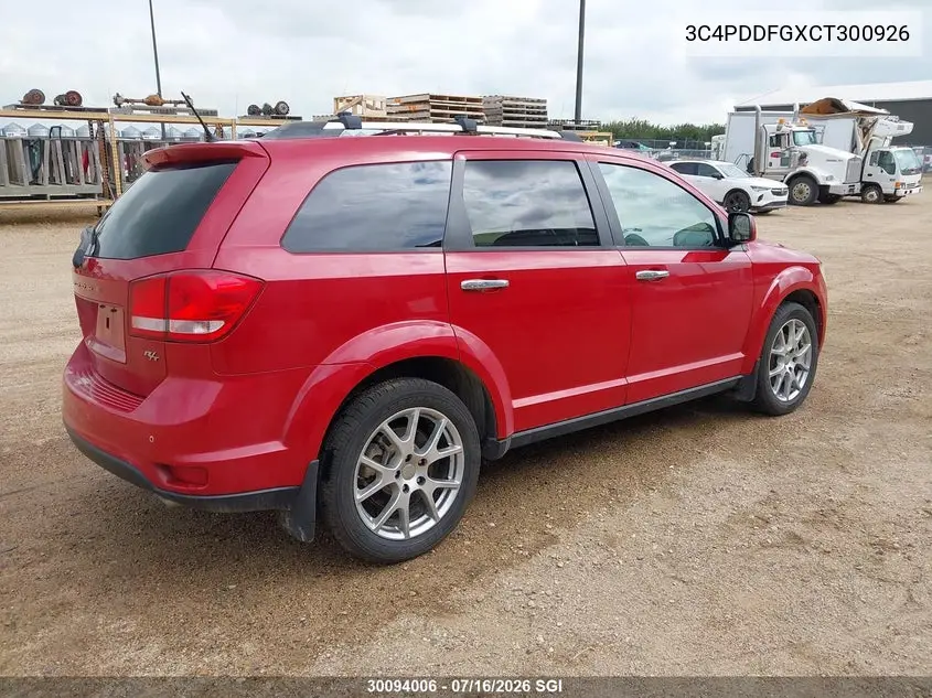 2012 Dodge Journey R/T VIN: 3C4PDDFGXCT300926 Lot: 30094006