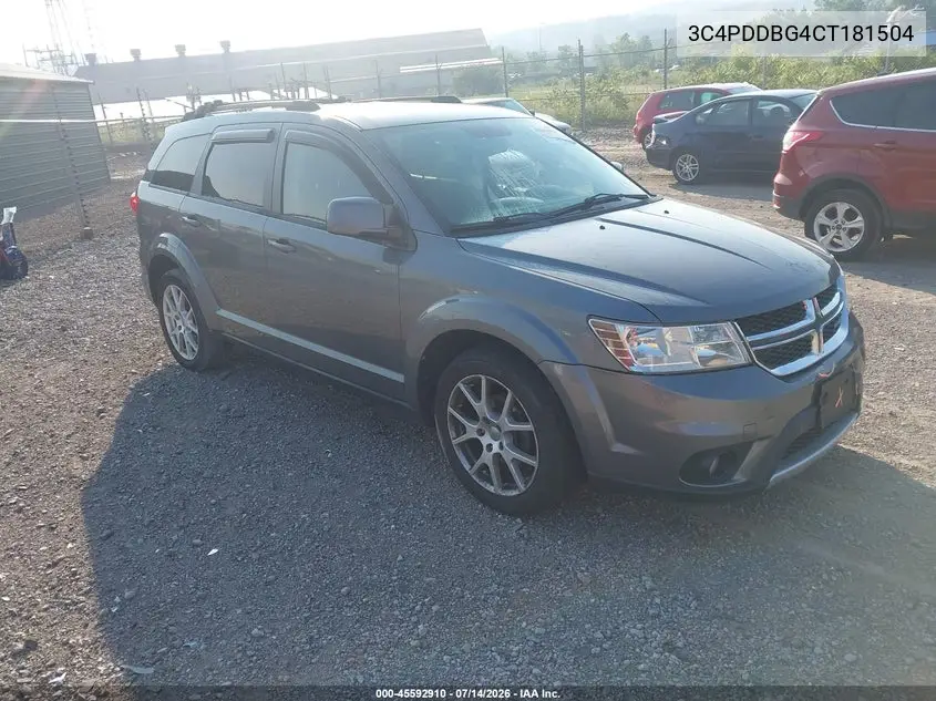 2012 Dodge Journey Sxt VIN: 3C4PDDBG4CT181504 Lot: 45592910