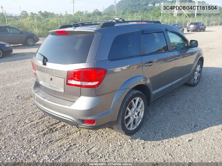 2012 Dodge Journey Sxt VIN: 3C4PDDBG4CT181504 Lot: 45592910
