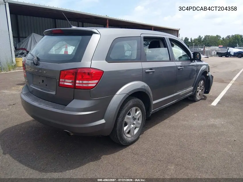 2012 Dodge Journey Se/Avp VIN: 3C4PDCAB4CT204358 Lot: 45632597