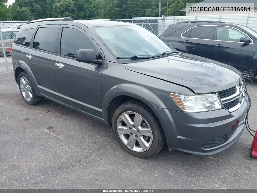 2014 Dodge Journey Se VIN: 3C4PDCAB4ET316984 Lot: 45390205