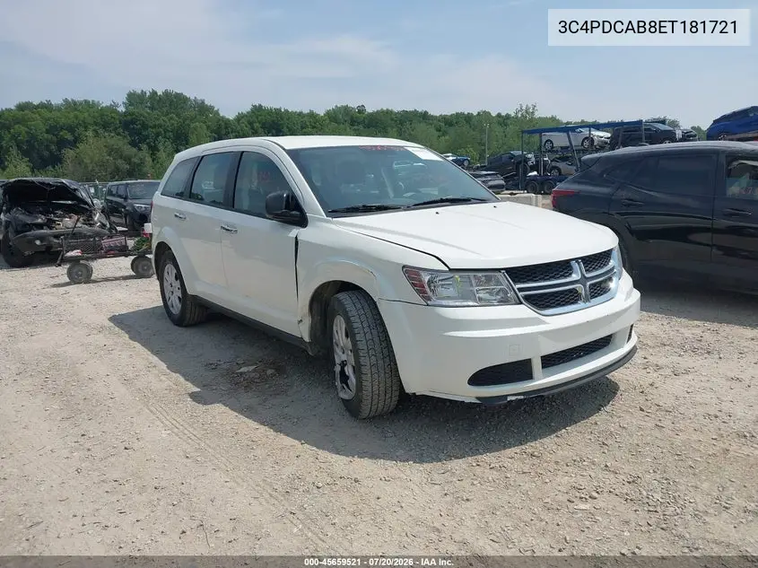 2014 Dodge Journey American Value Pkg VIN: 3C4PDCAB8ET181721 Lot: 45659521