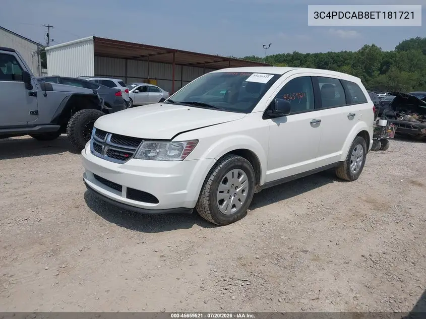 2014 Dodge Journey American Value Pkg VIN: 3C4PDCAB8ET181721 Lot: 45659521