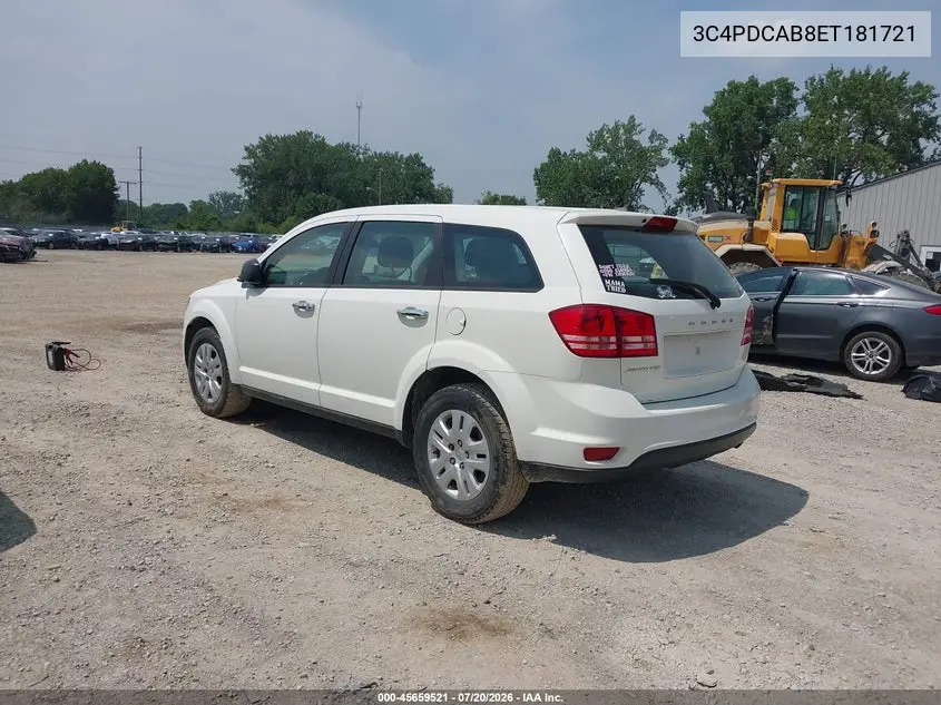 2014 Dodge Journey American Value Pkg VIN: 3C4PDCAB8ET181721 Lot: 45659521