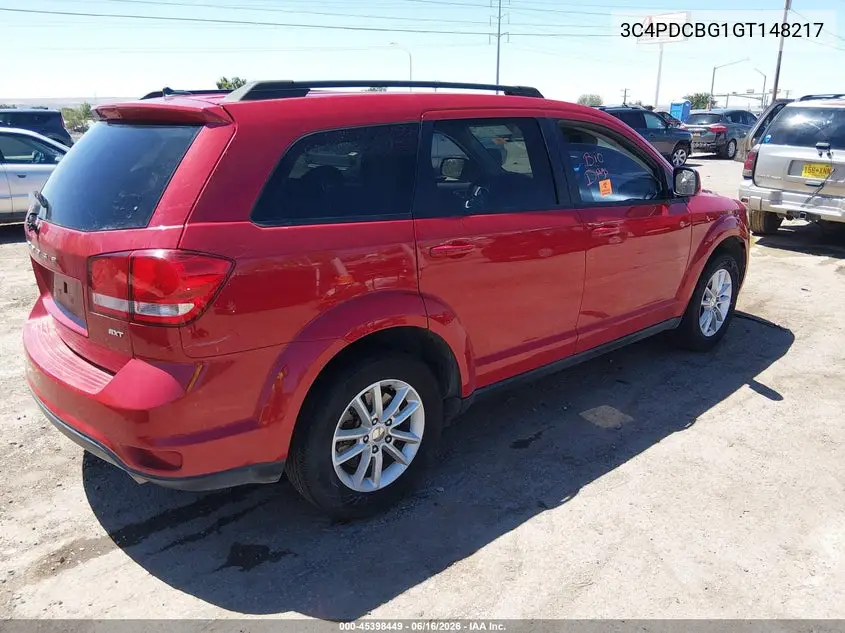 2016 Dodge Journey Sxt VIN: 3C4PDCBG1GT148217 Lot: 45398449