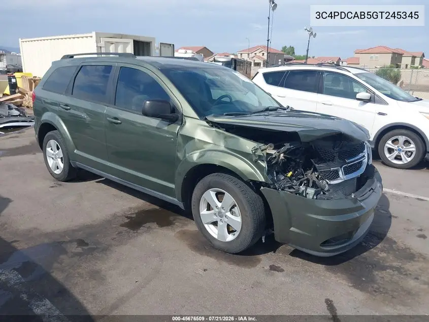 2016 Dodge Journey Se VIN: 3C4PDCAB5GT245345 Lot: 45676509