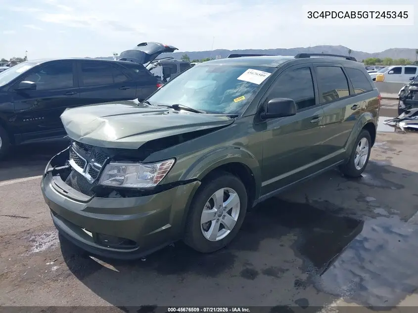 2016 Dodge Journey Se VIN: 3C4PDCAB5GT245345 Lot: 45676509