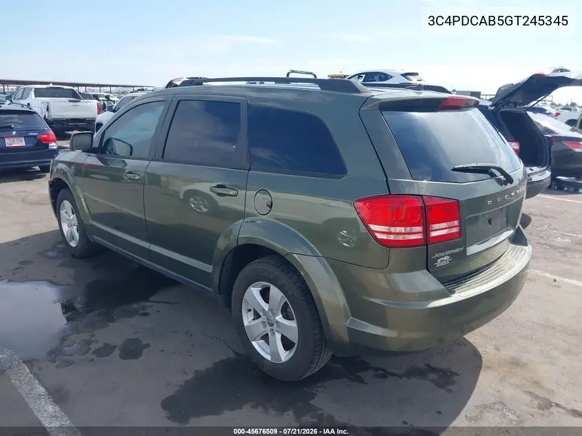 2016 Dodge Journey Se VIN: 3C4PDCAB5GT245345 Lot: 45676509