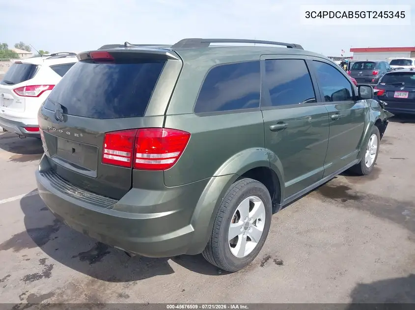2016 Dodge Journey Se VIN: 3C4PDCAB5GT245345 Lot: 45676509