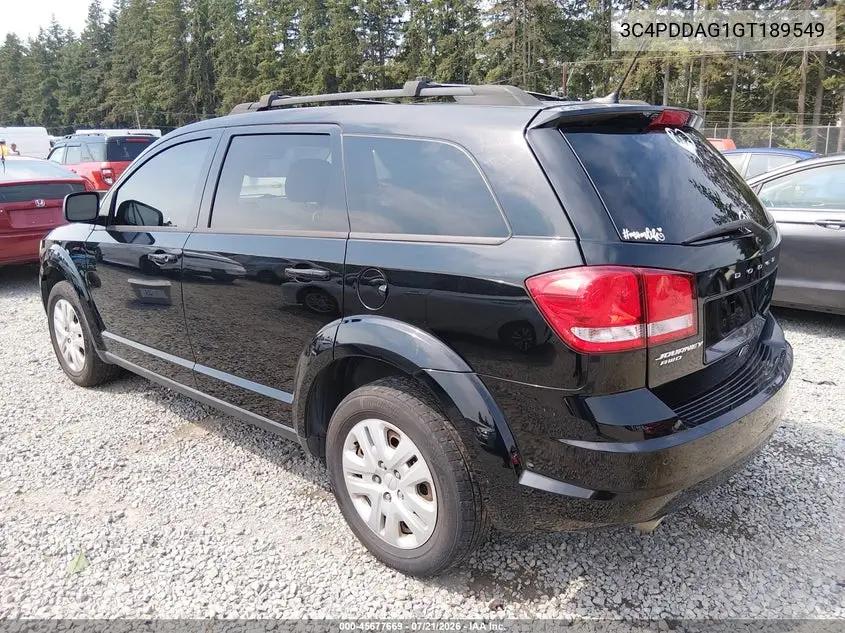 2016 Dodge Journey Se VIN: 3C4PDDAG1GT189549 Lot: 45677669
