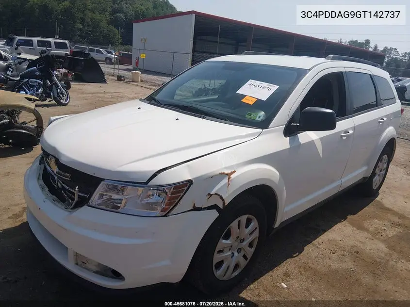 2016 Dodge Journey Se VIN: 3C4PDDAG9GT142737 Lot: 45681076