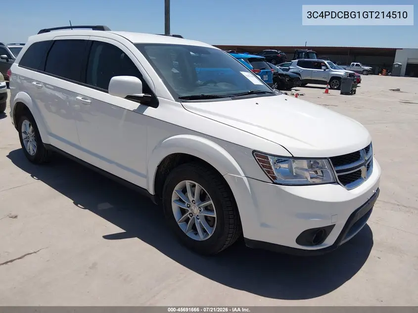 2016 Dodge Journey Sxt VIN: 3C4PDCBG1GT214510 Lot: 45691666