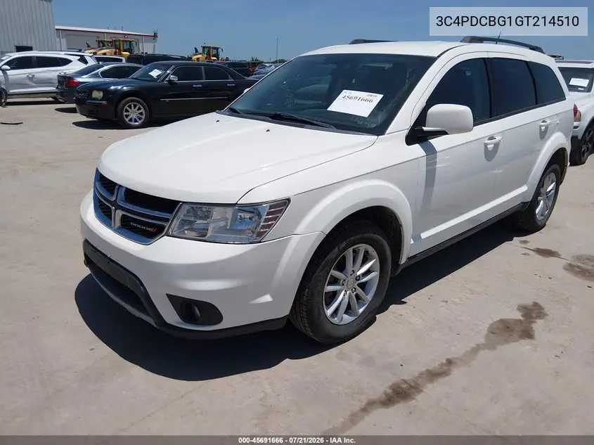 2016 Dodge Journey Sxt VIN: 3C4PDCBG1GT214510 Lot: 45691666