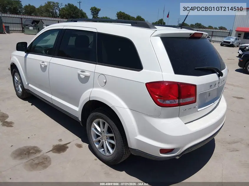 2016 Dodge Journey Sxt VIN: 3C4PDCBG1GT214510 Lot: 45691666