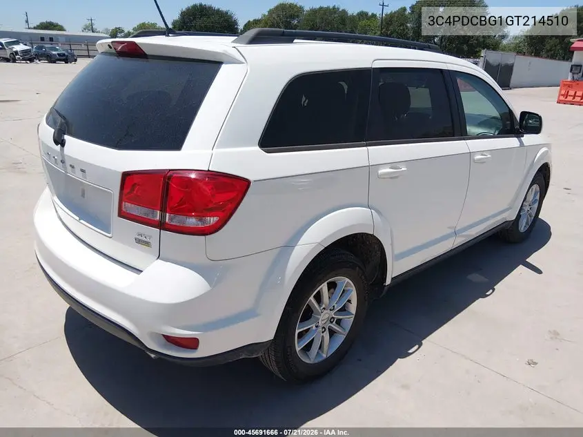 2016 Dodge Journey Sxt VIN: 3C4PDCBG1GT214510 Lot: 45691666