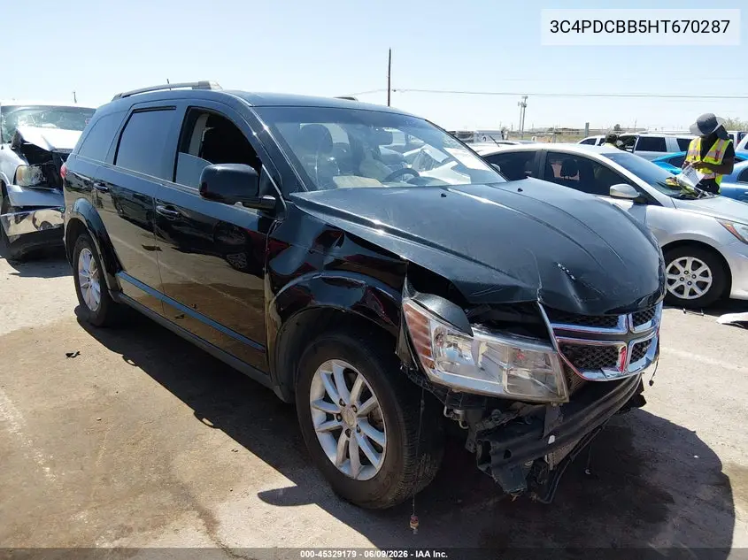2017 Dodge Journey Sxt VIN: 3C4PDCBB5HT670287 Lot: 45329179
