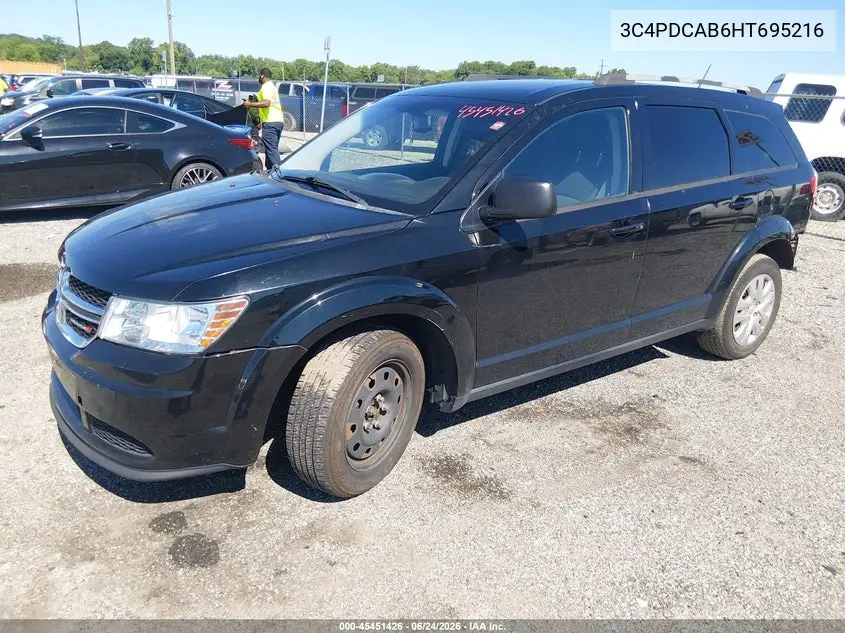 2017 Dodge Journey Se VIN: 3C4PDCAB6HT695216 Lot: 45451426