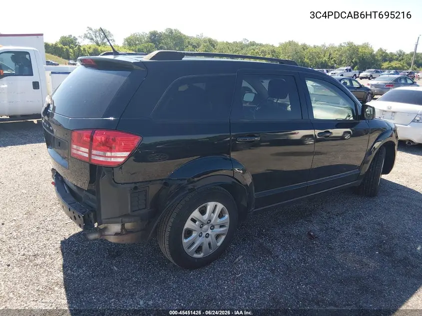 2017 Dodge Journey Se VIN: 3C4PDCAB6HT695216 Lot: 45451426