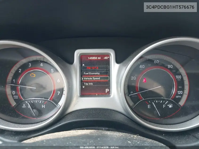 2017 Dodge Journey Sxt VIN: 3C4PDCBG1HT576676 Lot: 45638539