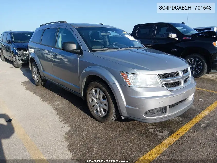 2017 Dodge Journey Se VIN: 3C4PDCAB2HT701643 Lot: 45666889