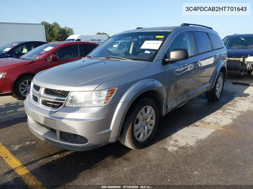 2017 Dodge Journey Se VIN: 3C4PDCAB2HT701643 Lot: 45666889