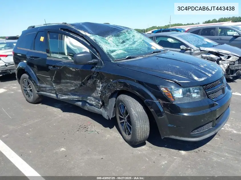 3C4PDCAB6JT443438 2018 Dodge Journey Se