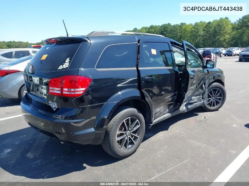 3C4PDCAB6JT443438 2018 Dodge Journey Se