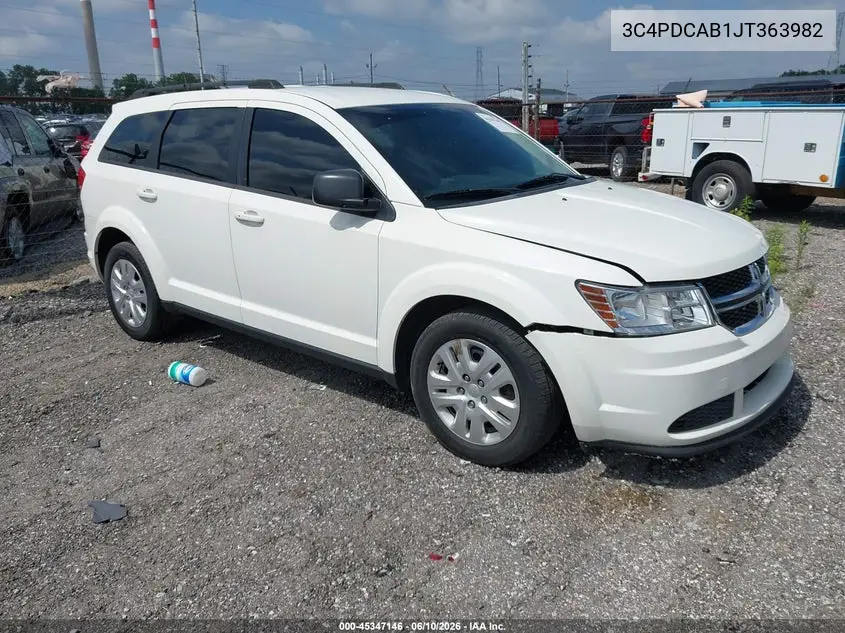 2018 Dodge Journey Se VIN: 3C4PDCAB1JT363982 Lot: 45347146