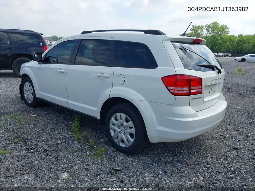 2018 Dodge Journey Se VIN: 3C4PDCAB1JT363982 Lot: 45347146