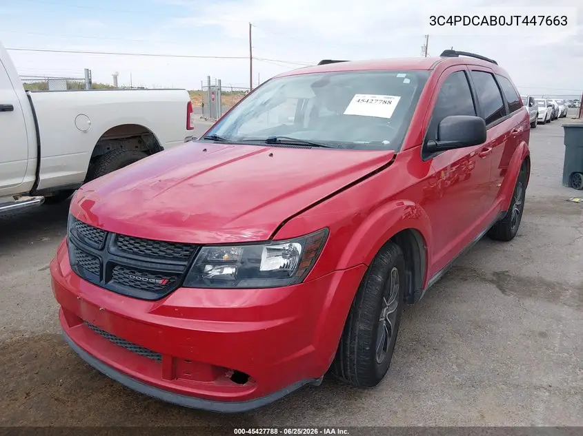 2018 Dodge Journey Se VIN: 3C4PDCAB0JT447663 Lot: 45427788