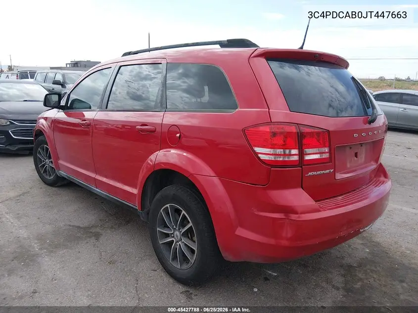 2018 Dodge Journey Se VIN: 3C4PDCAB0JT447663 Lot: 45427788