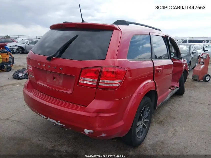 2018 Dodge Journey Se VIN: 3C4PDCAB0JT447663 Lot: 45427788
