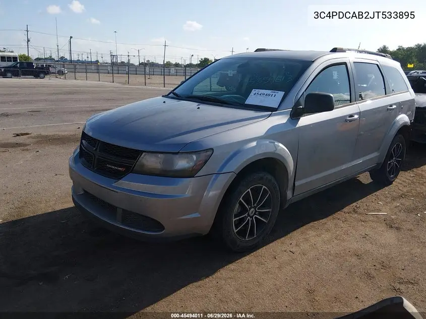 2018 Dodge Journey Se VIN: 3C4PDCAB2JT533895 Lot: 45494011