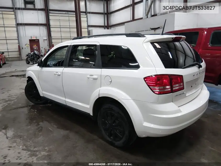 2018 Dodge Journey Se VIN: 3C4PDCAB7JT533827 Lot: 45664269