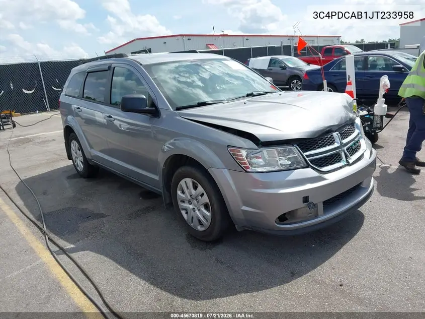 2018 Dodge Journey Se VIN: 3C4PDCAB1JT233958 Lot: 45673819