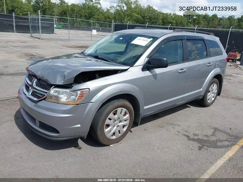 2018 Dodge Journey Se VIN: 3C4PDCAB1JT233958 Lot: 45673819