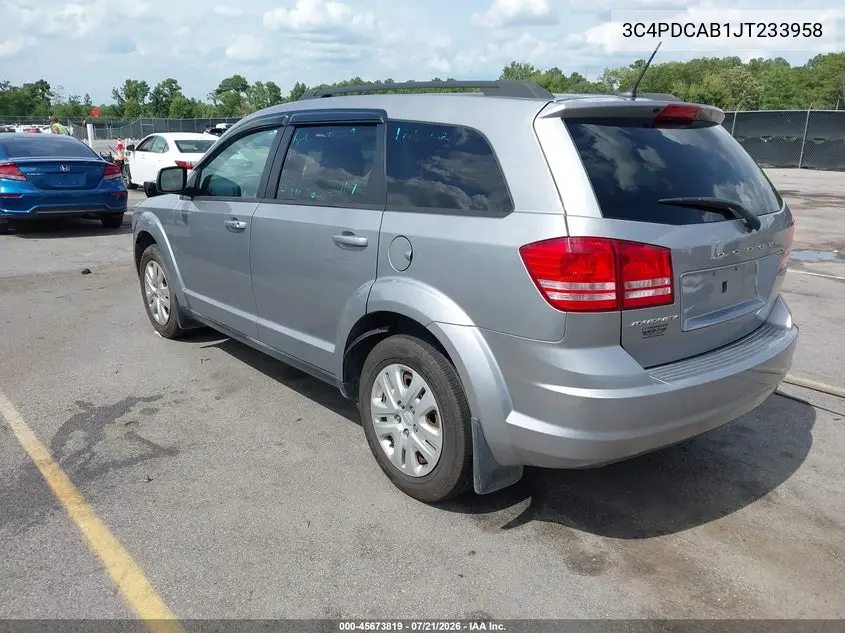 2018 Dodge Journey Se VIN: 3C4PDCAB1JT233958 Lot: 45673819