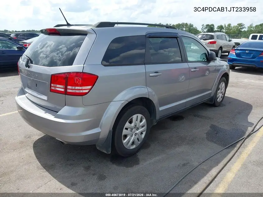 2018 Dodge Journey Se VIN: 3C4PDCAB1JT233958 Lot: 45673819