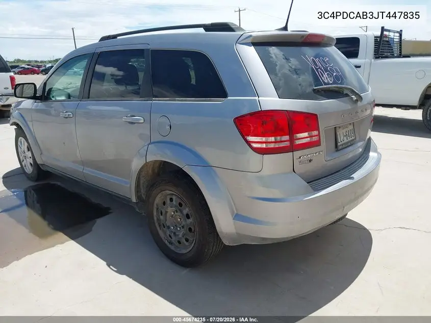2018 Dodge Journey Se VIN: 3C4PDCAB3JT447835 Lot: 45674235
