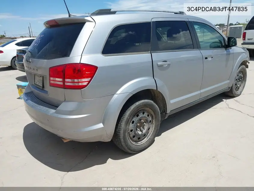 2018 Dodge Journey Se VIN: 3C4PDCAB3JT447835 Lot: 45674235