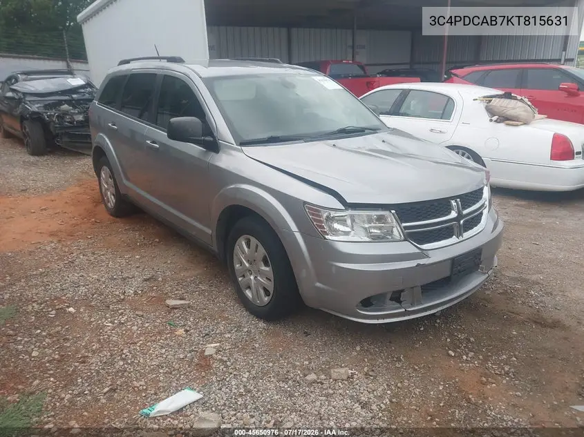 2019 Dodge Journey Se Value Package VIN: 3C4PDCAB7KT815631 Lot: 45650976